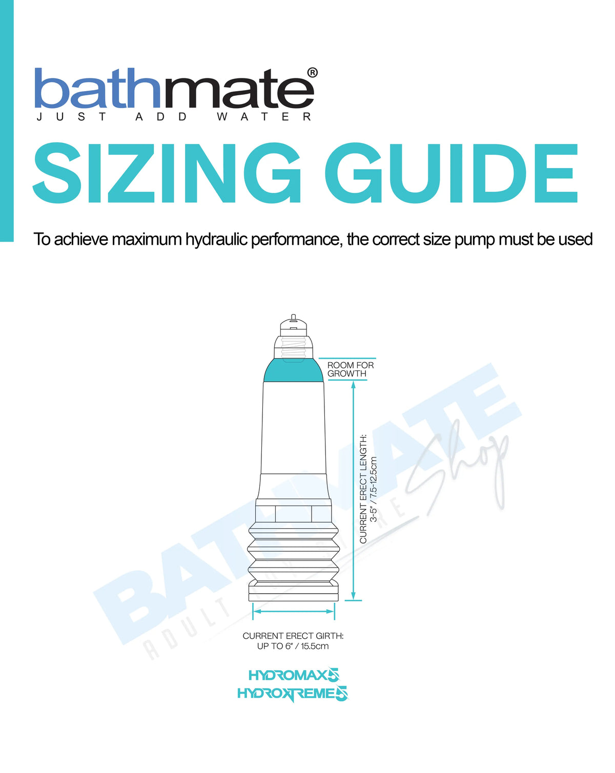 Bathmate Hydromax 7 and HydroXtreme 7 pump size guide